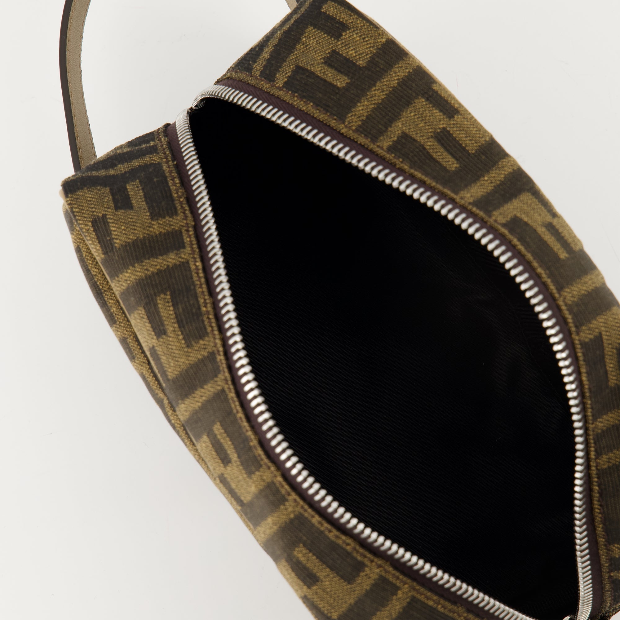 Fendi toiletry bag, jacquard bag, men's accessories, brown leather bag, travel essentials