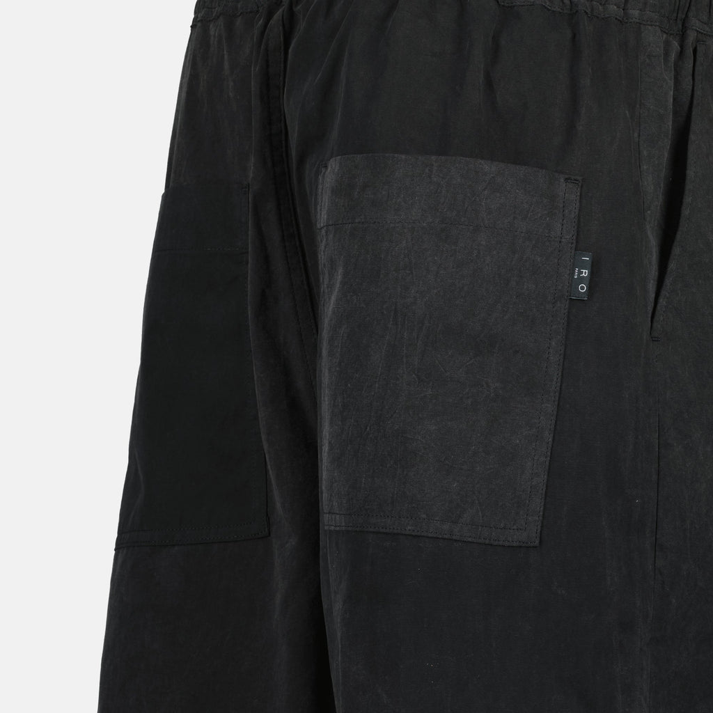 black cotton shorts, Iro Maxe shorts, comfortable summer shorts, men’s cotton shorts, stylish casual wear