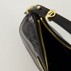 Image of Black Patent Leather Arque Bag by Prada for Women - Season Spring-Summer 2025 - Detail View 2