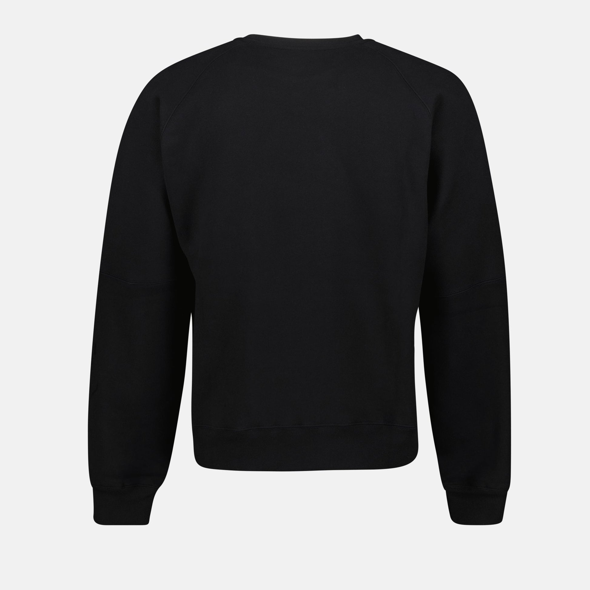 black cotton sweatshirt, Saint Laurent sweatshirt, crewneck sweater, stylish black top, elegant long sleeve