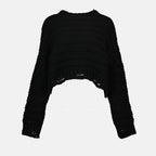 black wool pullover, Mm6, women's fashion, autumn-winter collection, stylish sweater
