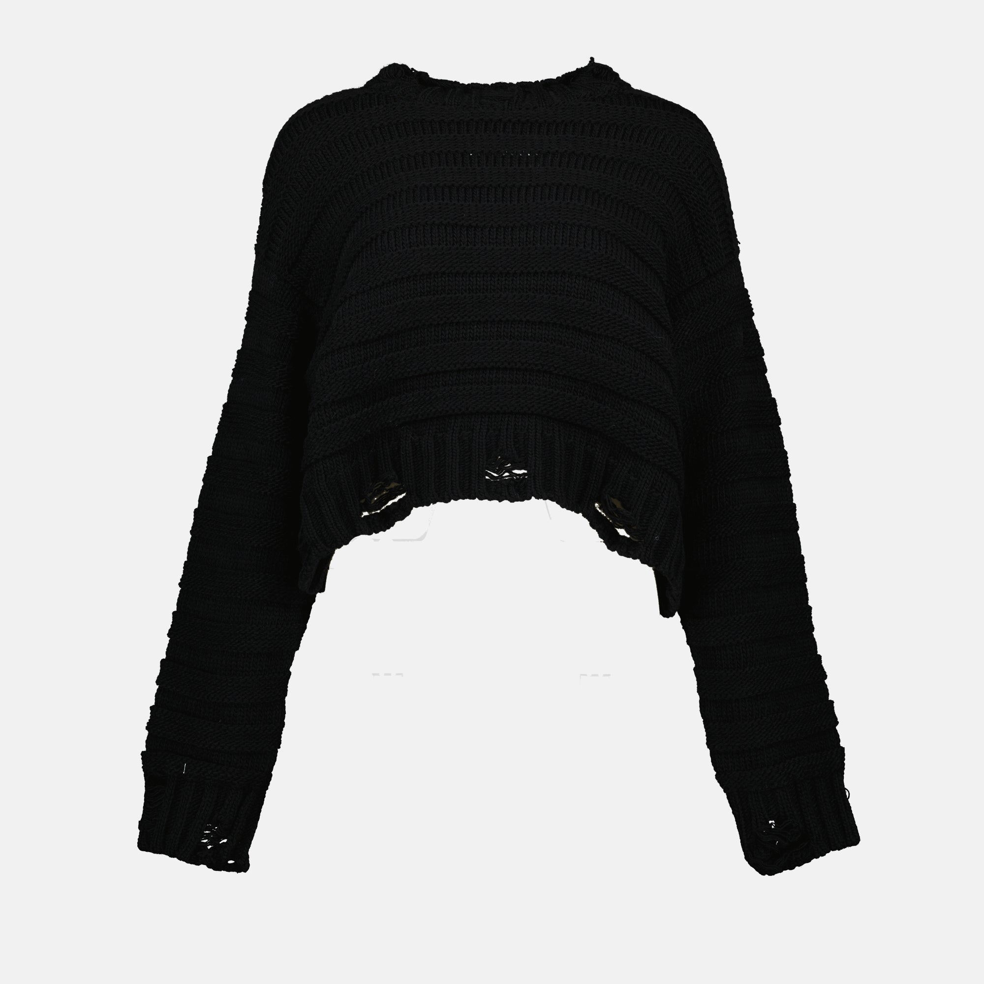 black wool pullover, Mm6, women's fashion, autumn-winter collection, stylish sweater