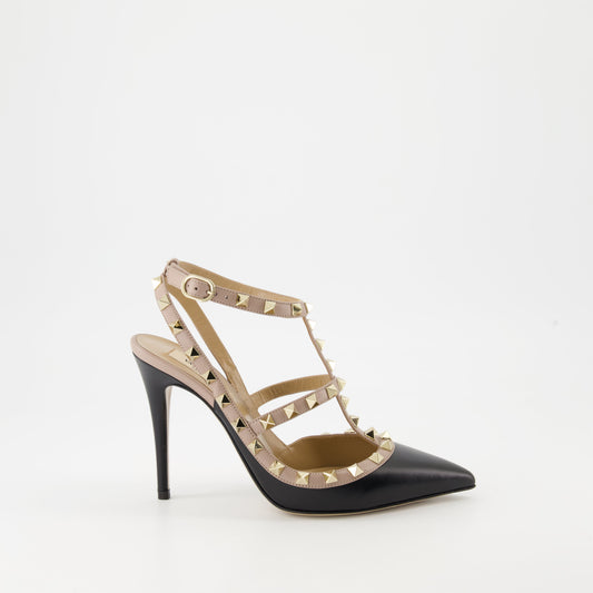 Valentino Garavani, Rockstud pumps, black leather heels, luxury footwear, designer shoes