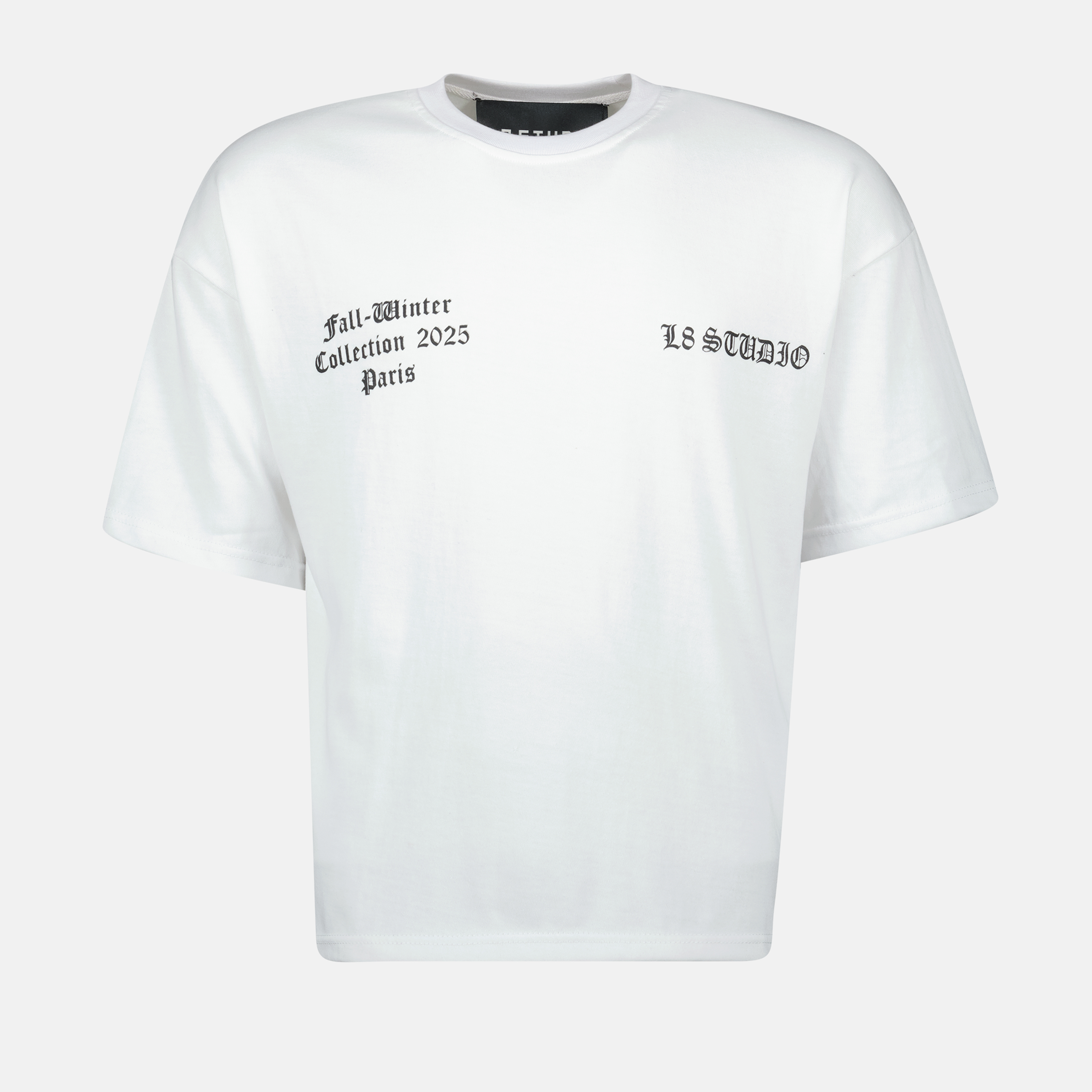 Image of White Passion du Christ T-shirt by L8 Studio for Men - Season Spring-Summer 2025 - Front View