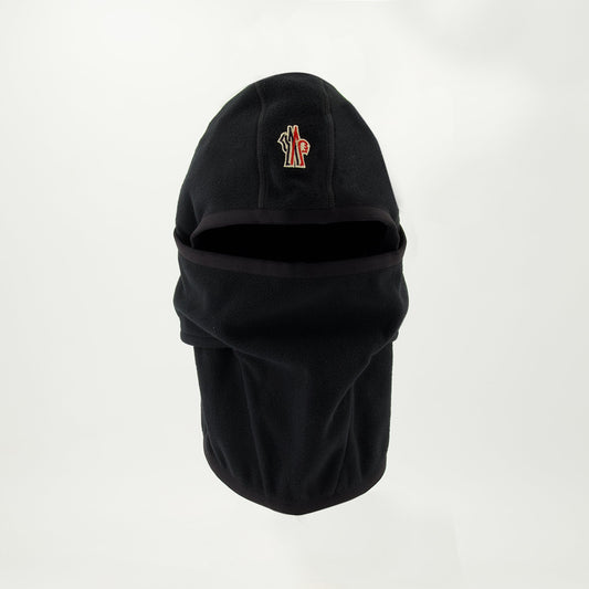 black cagoule, embroidered logo cagoule, slip-on headwear, Moncler Grenoble, contrast trim cagoule