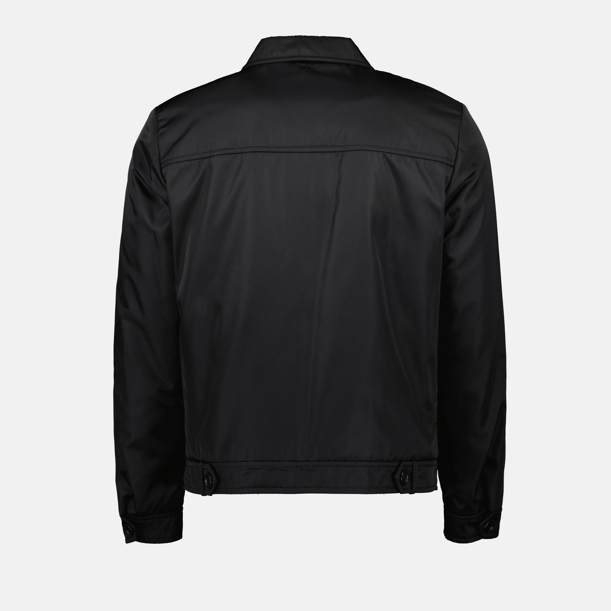 Prada bomber, black nylon jacket, classic collar jacket, Spring-Summer 2024, men's fashion