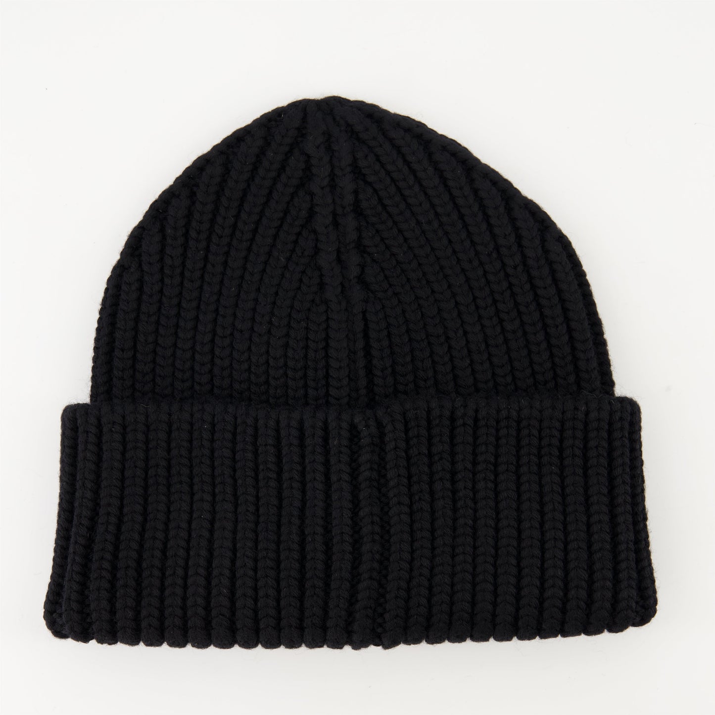 black wool beanie, rib-knit beanie, luxury winter accessories, Moncler beanie, high-end men's fashion