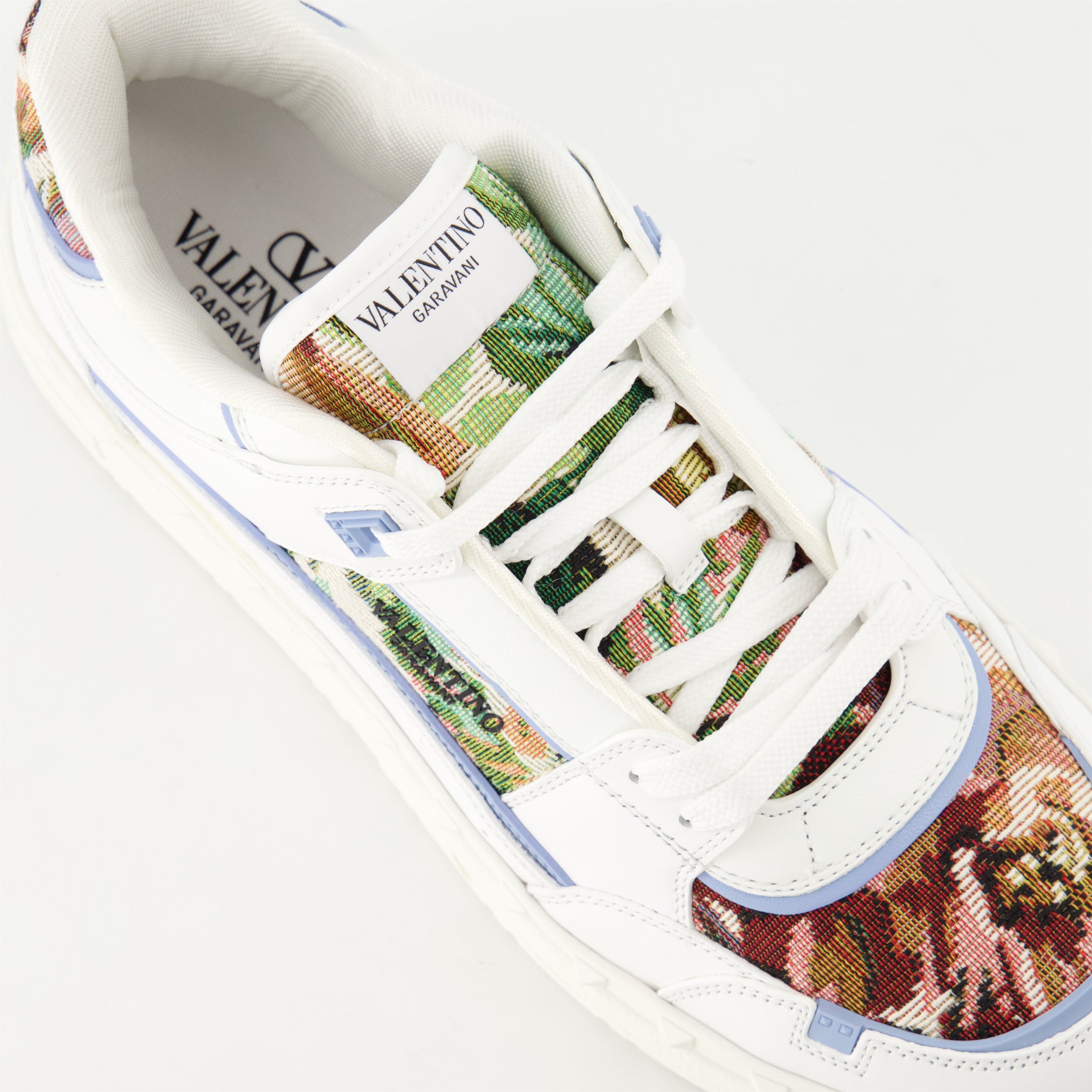 Freedots Sneakers, Valentino, Embroidered Sneakers, Leather Sneakers, Floral Motif Sneakers