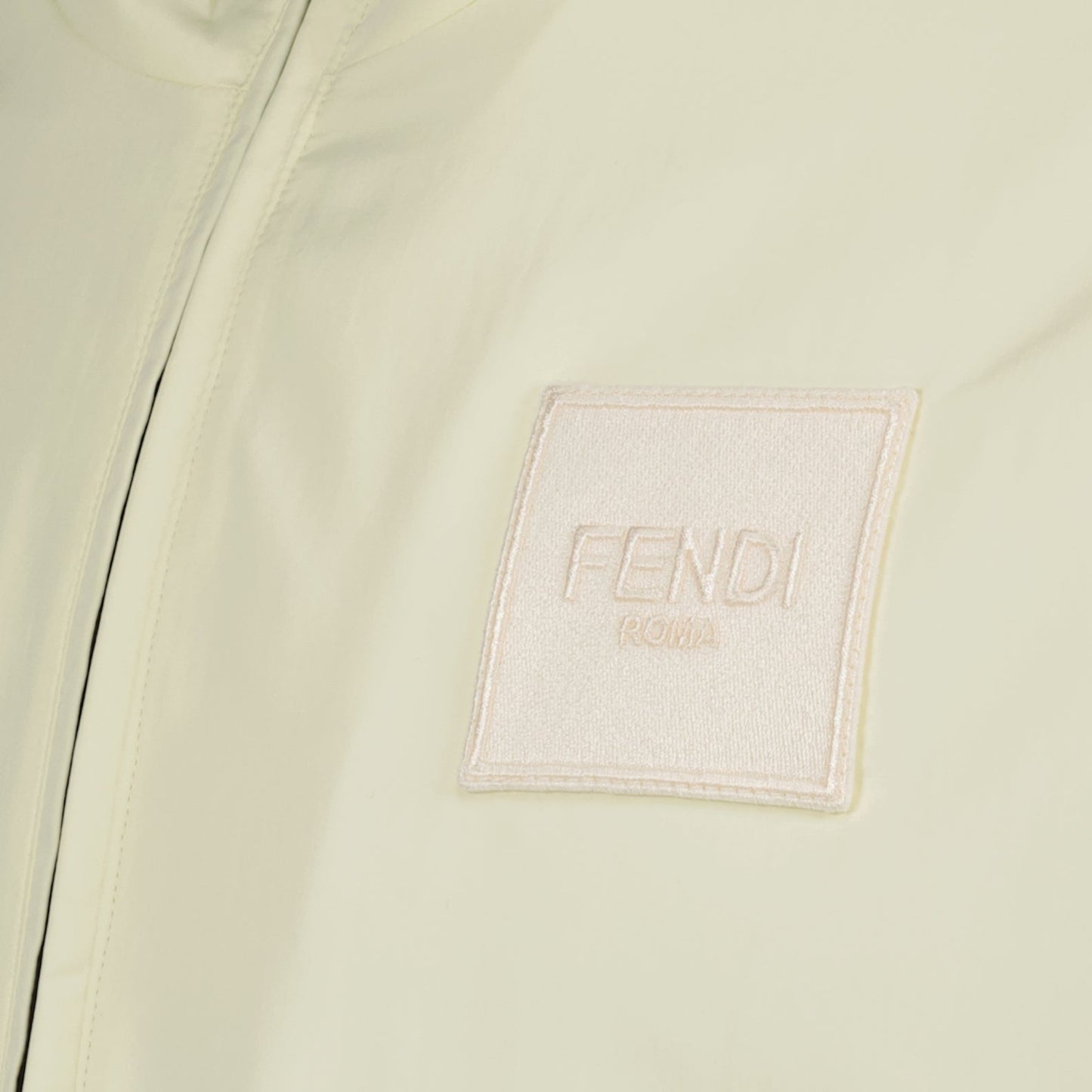 luxury windbreaker, white nylon jacket, K-Way Fendi collaboration, Spring-Summer 2024, high-end fashion