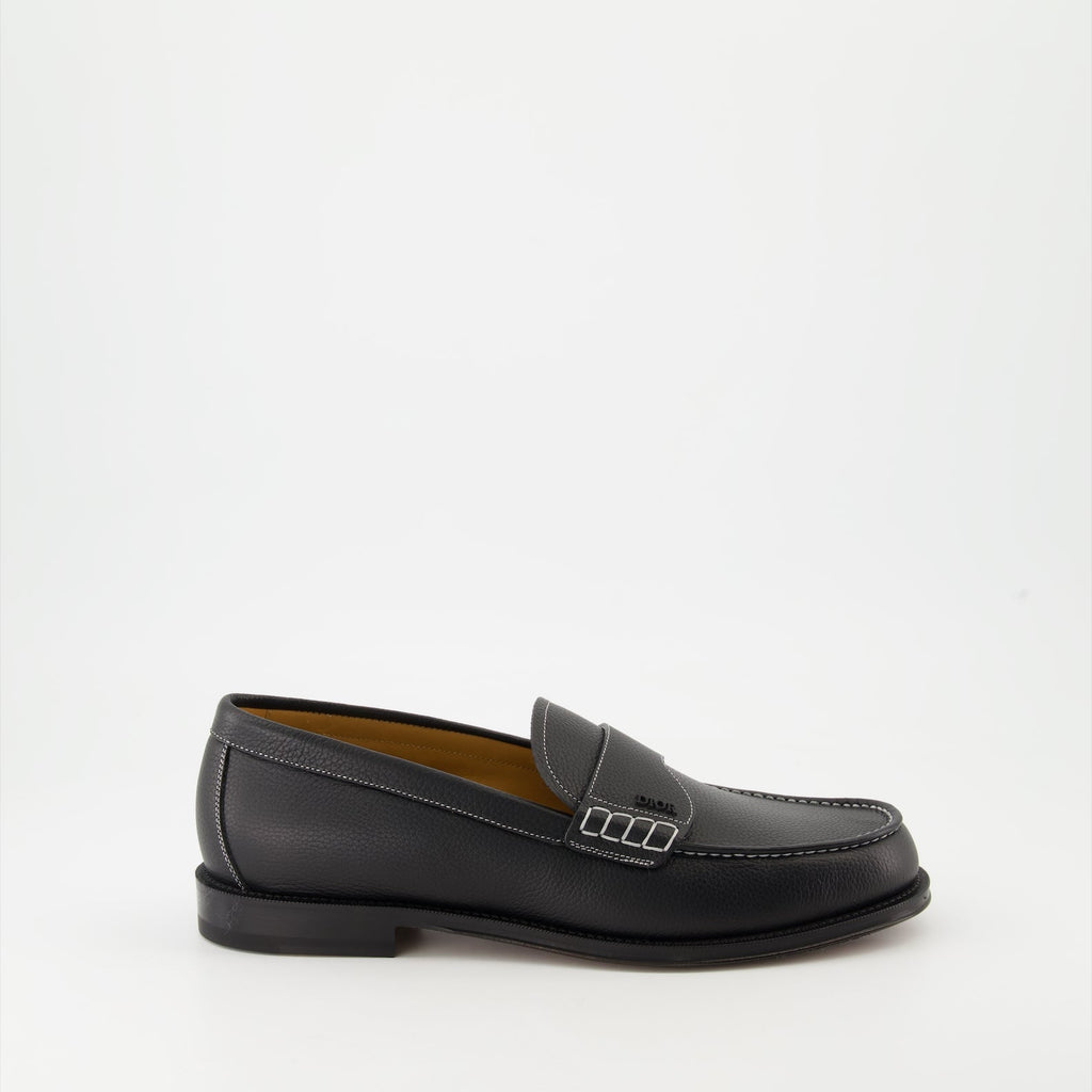 Dior Granville Moccasins, Grain Leather Moccasins, Luxury Black Moccasins, Autumn-Winter Collection, High-End Footwear