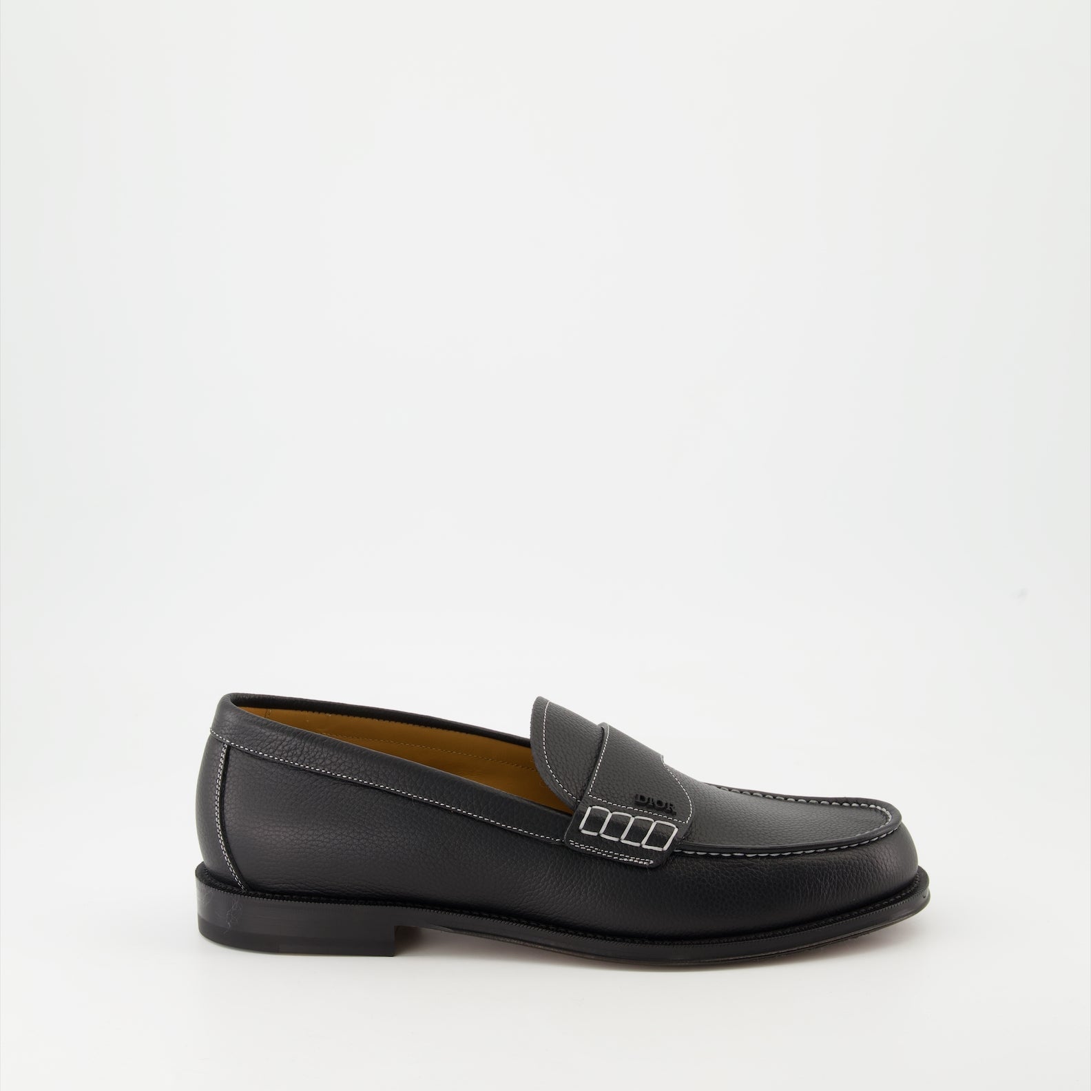 Dior Granville Moccasins, Grain Leather Moccasins, Luxury Black Moccasins, Autumn-Winter Collection, High-End Footwear