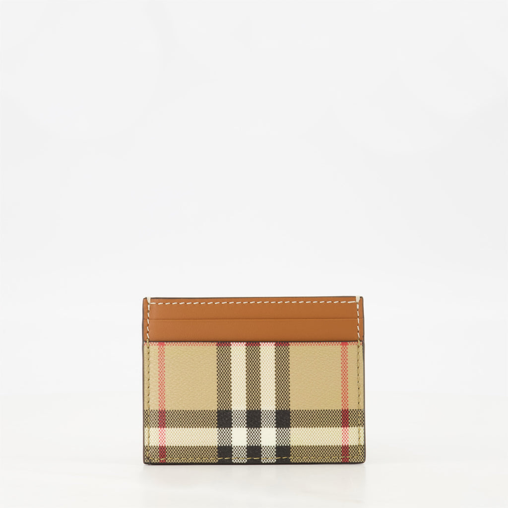 leather card holder, Burberry accessory, check pattern wallet, designer card holder, stylish accessories
