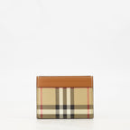 leather card holder, Burberry accessory, check pattern wallet, designer card holder, stylish accessories