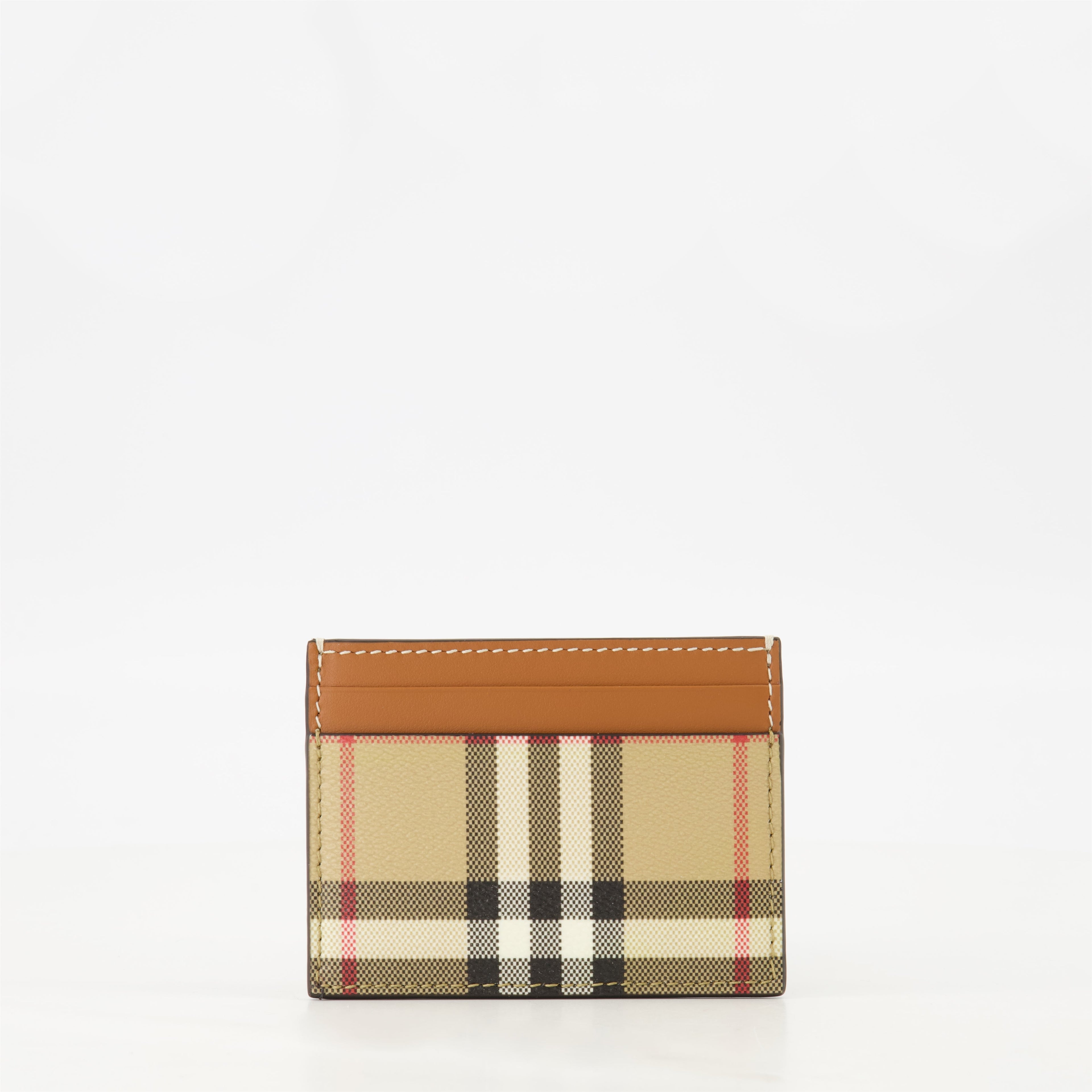 leather card holder, Burberry accessory, check pattern wallet, designer card holder, stylish accessories