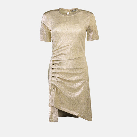 draped lurex dress, gold dress, Rabanne dress, Autumn-Winter 2024, metallic gold clothing