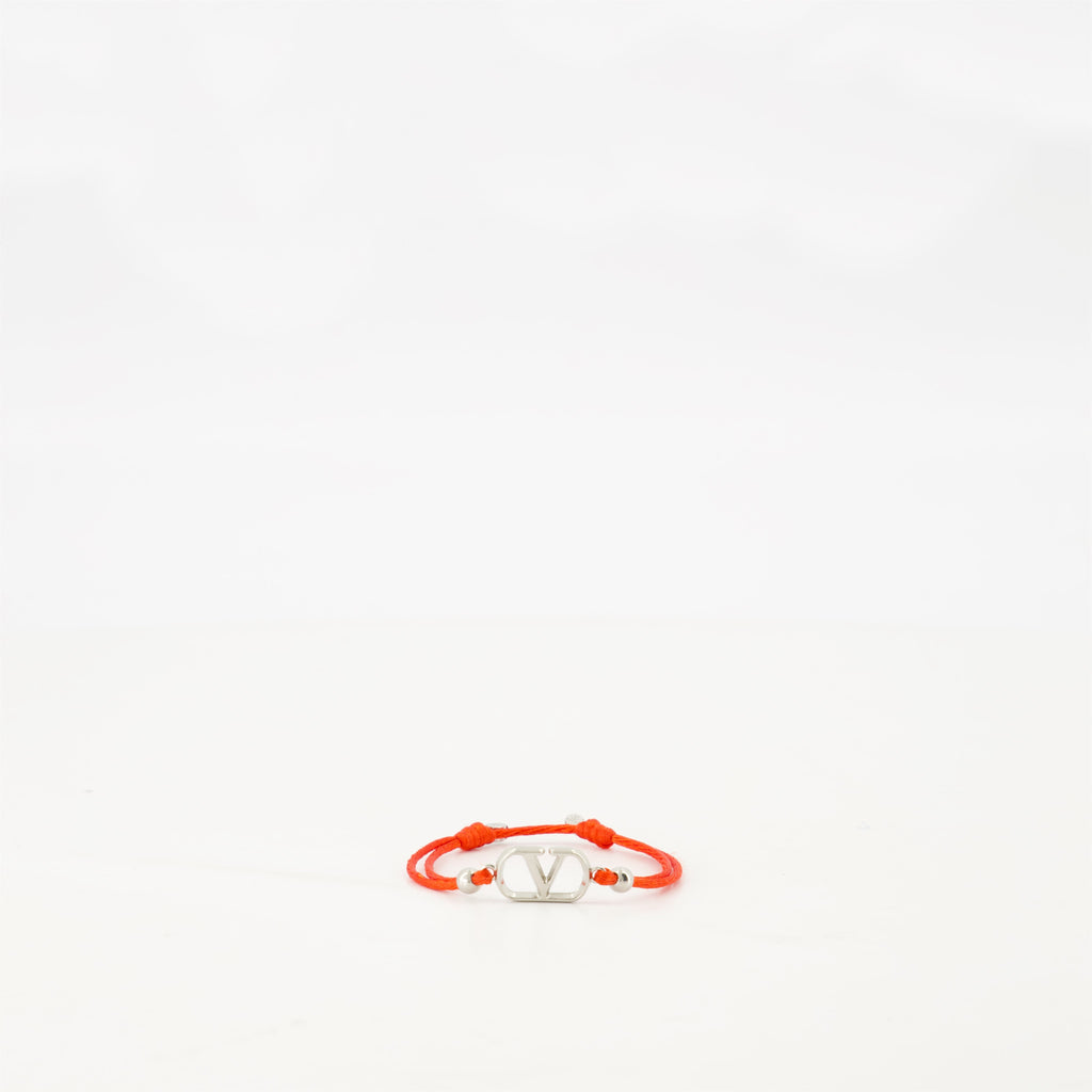 Imagen de la pulsera ajustable de cordón rojo VLogo de Valentino Garavani para hombres - Temporada Primavera-Verano 2025 - Vista frontal