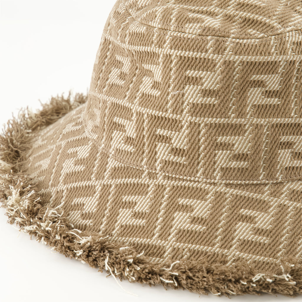 Fendi hat, denim hat, brown hat, trendy accessory, unique logo