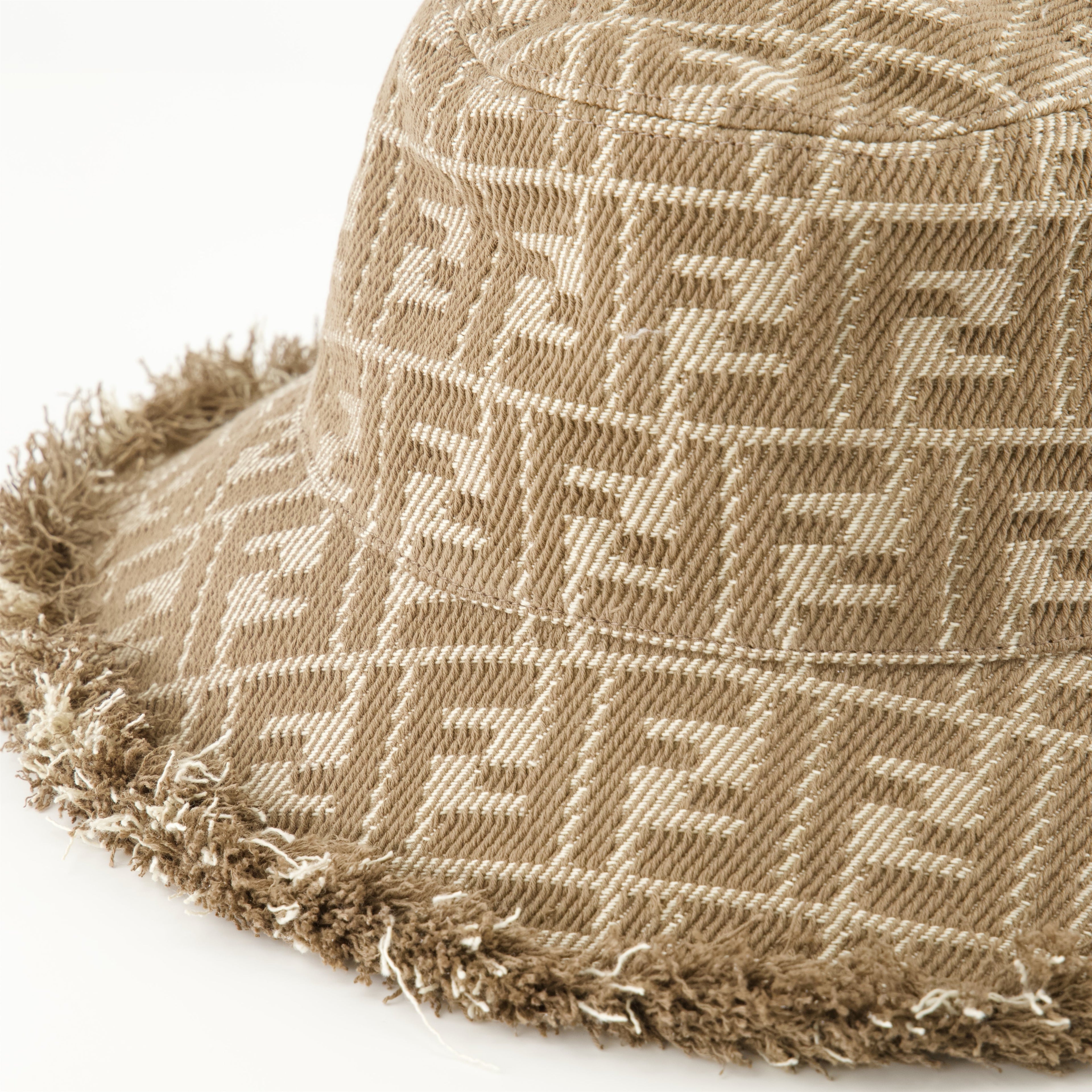 Fendi hat, denim hat, brown hat, trendy accessory, unique logo