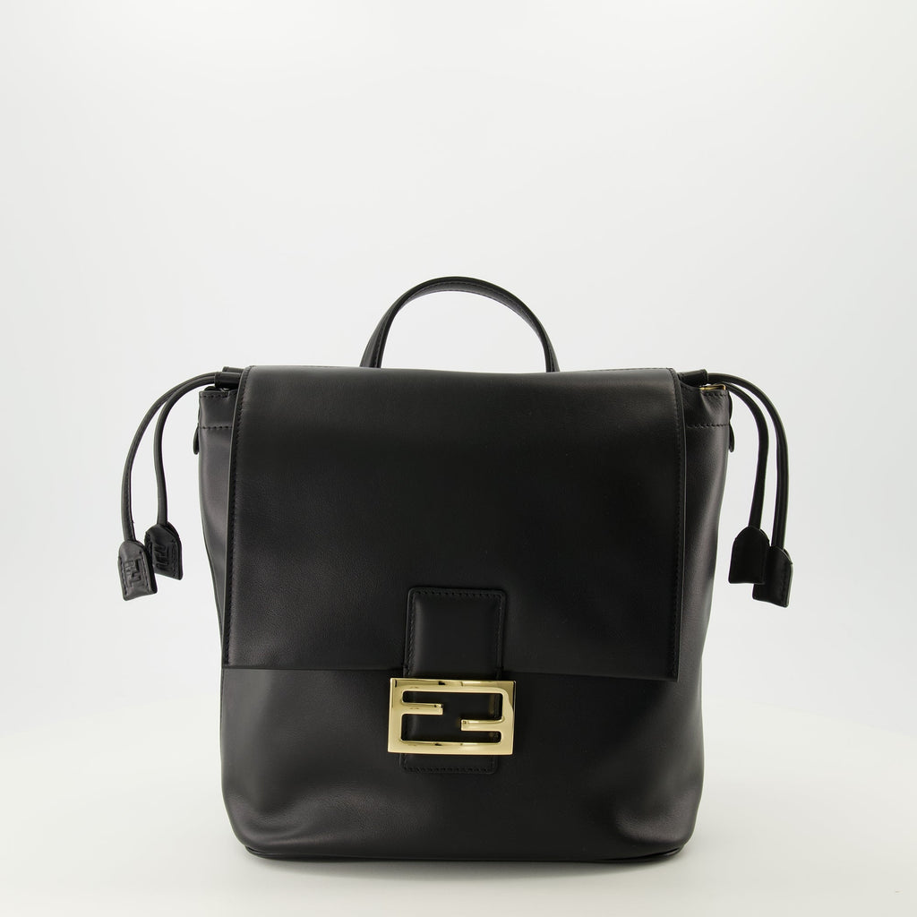 black leather backpack, Fendi backpack, luxury backpacks, designer backpack, calf leather bag