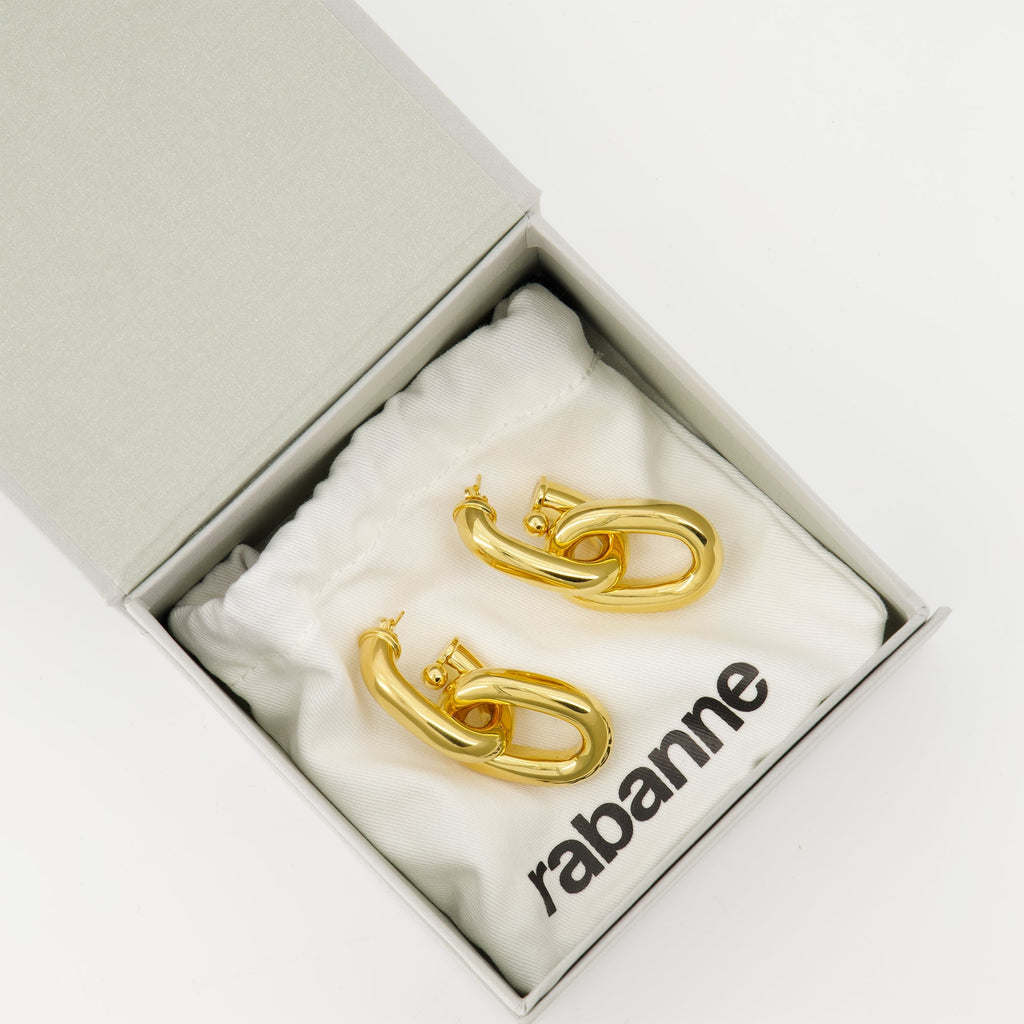 Link XL Earrings, Rabanne, golden earrings, women's accessories, designer jewelry
