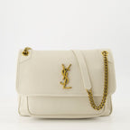 Niki Leather Bag, Saint Laurent, luxury handbag, white leather bag, designer bag