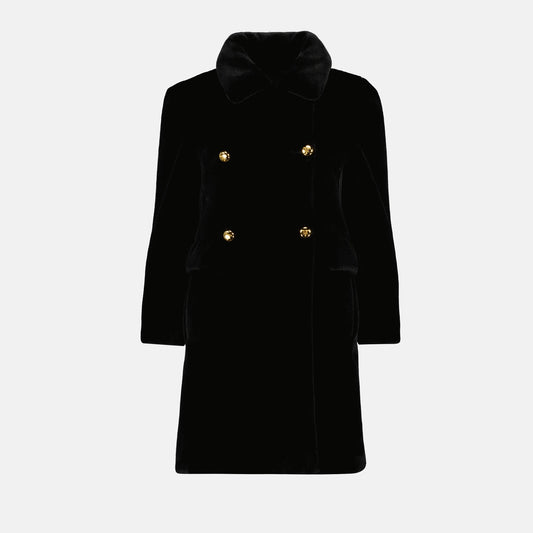 faux fur coat, Prada coat, women's outerwear, black coat, designer fashion