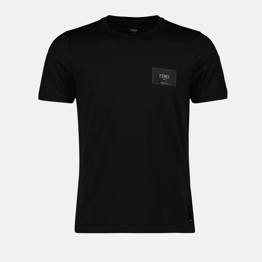 Image of Black Cotton T-shirt by Fendi for Men - Season Spring-Summer 2024 - Front View