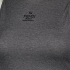 Fendi Sleeveless Top, Grey Mock Neck, Cropped Top, Embroidered Logo, Autumn Winter Fashion