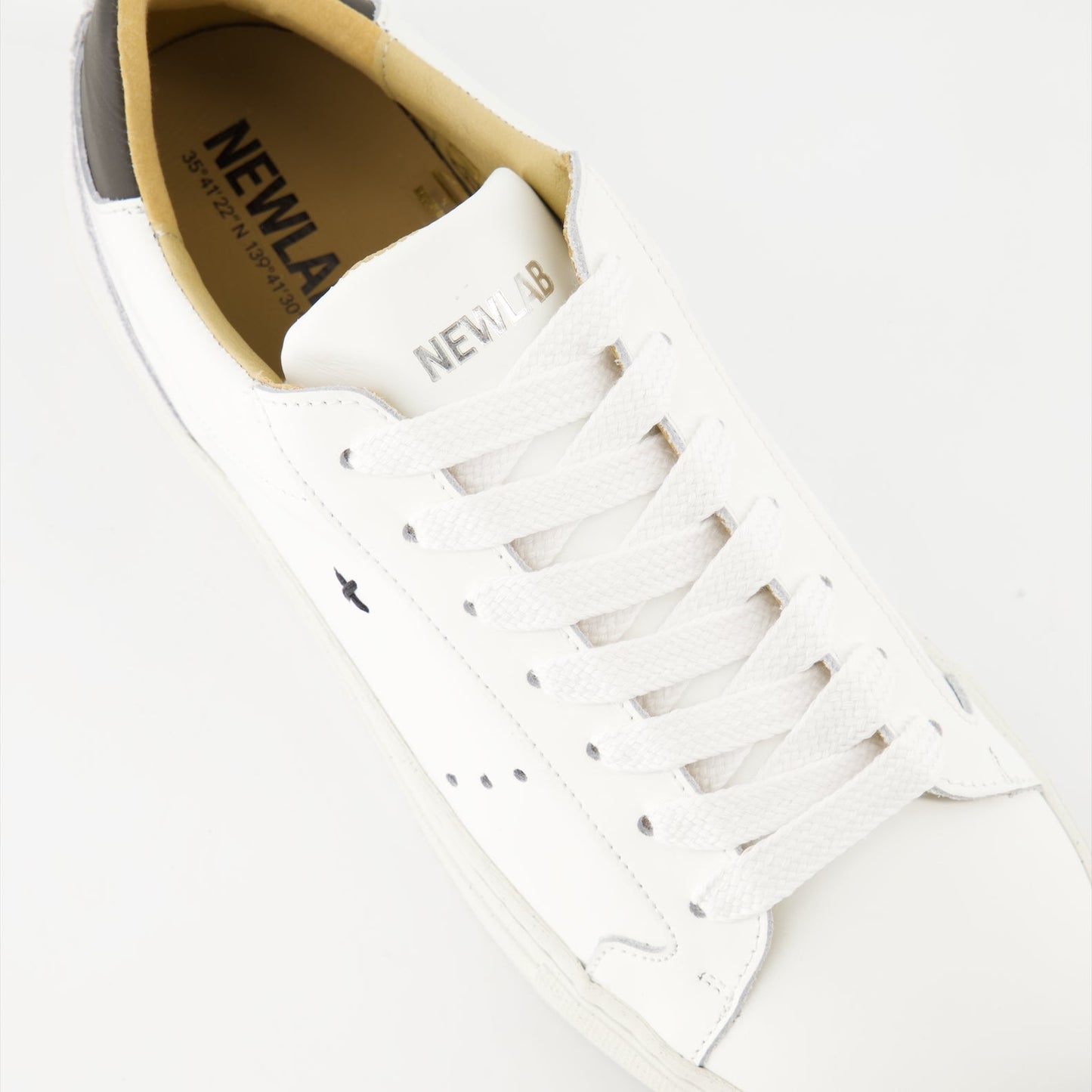 luxury sneakers, white-black leather sneakers, NL10 sneakers, New Lab collection, high-end footwear