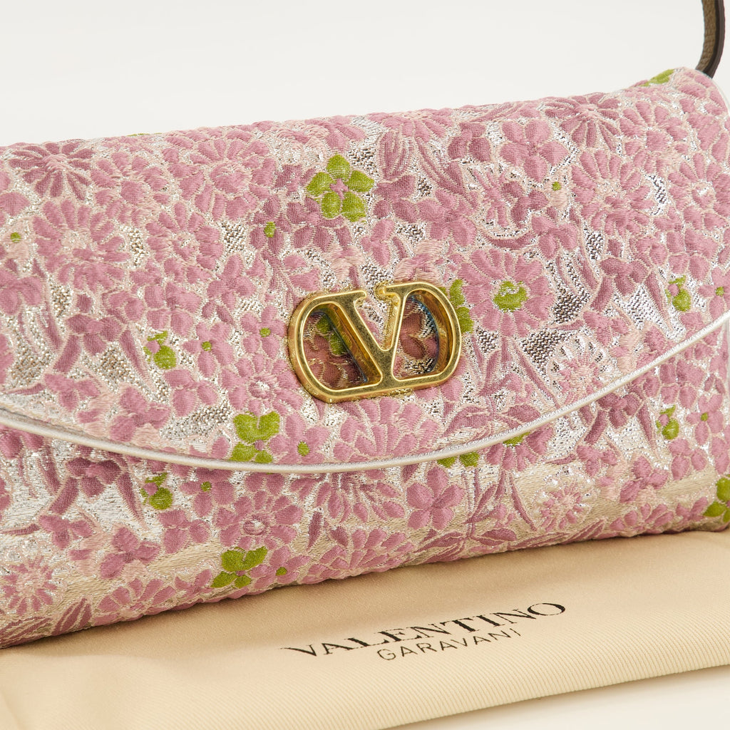 Kleine Tasche aus rosafarbenem Jacquard