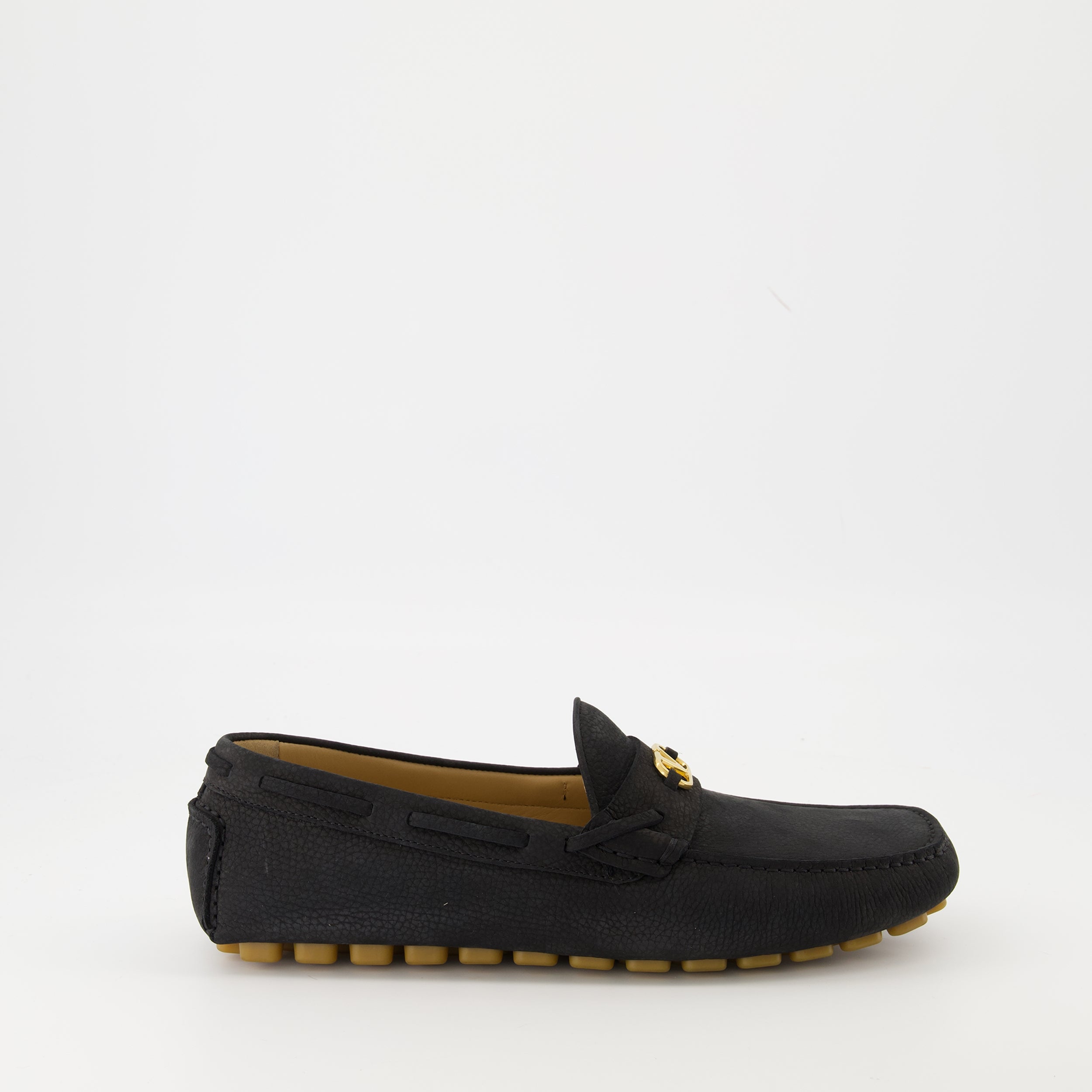 Valentino loafers, Driver Fastaway, black calf leather shoes, VLogo Signature, men's footwear