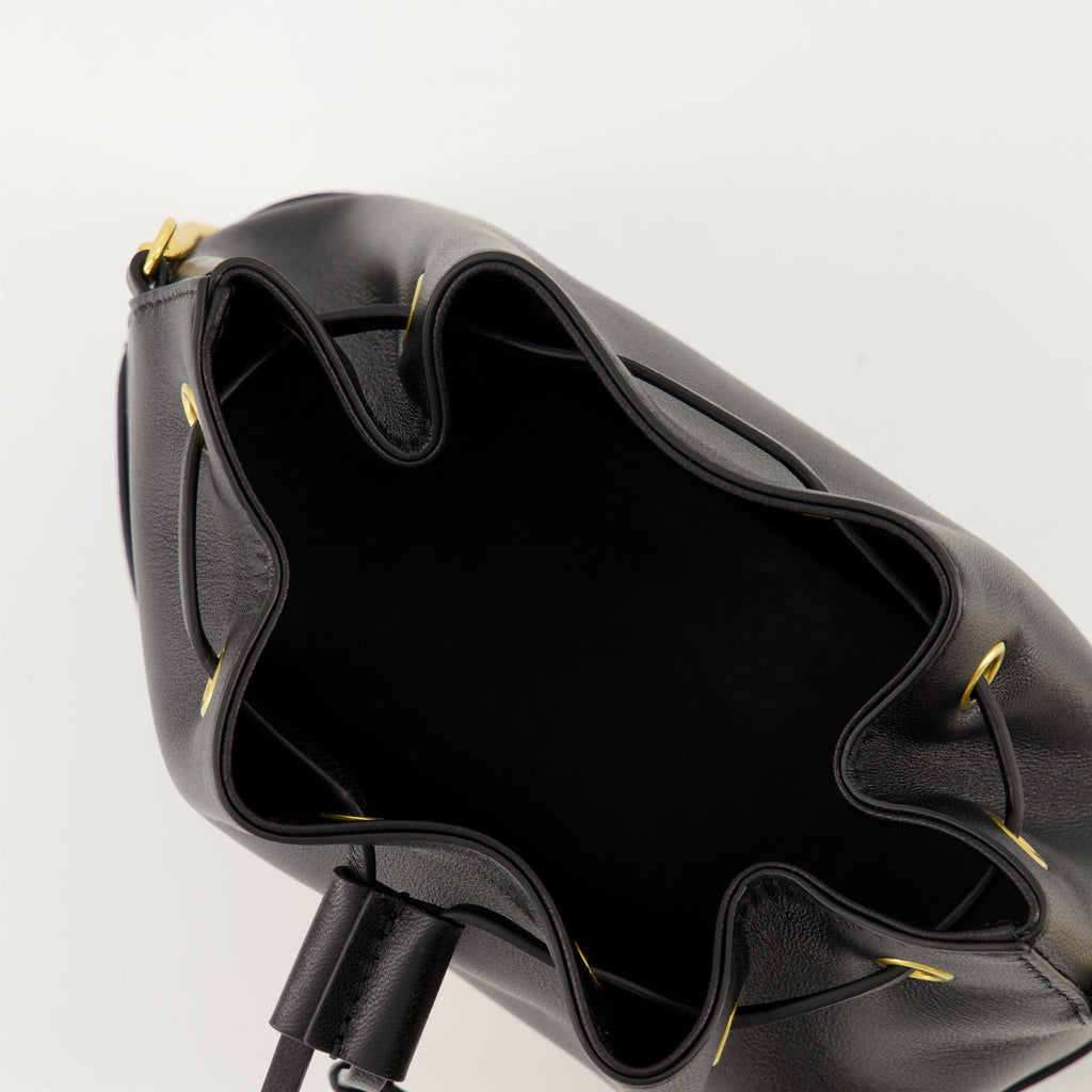 VLogo bucket bag, Valentino Garavani, leather bucket bag, black nappa leather bag, luxury black bag