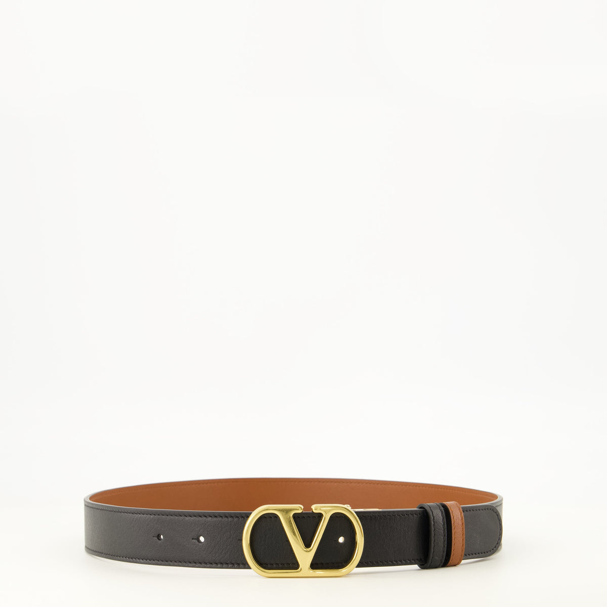 Cintura reversibile in pelle marrone VLogo