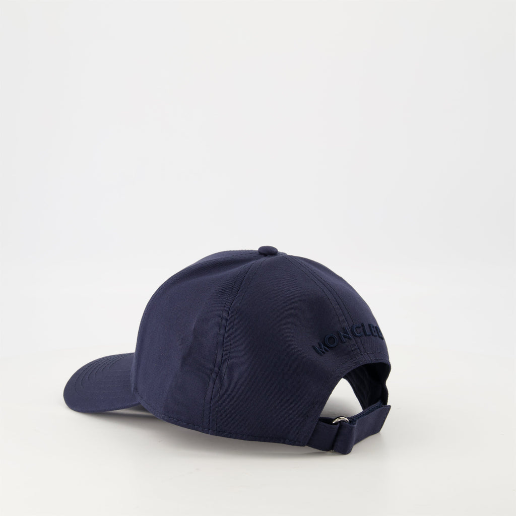 Moncler cap, blue cap, adjustable cap, cotton gabardine, logo cap