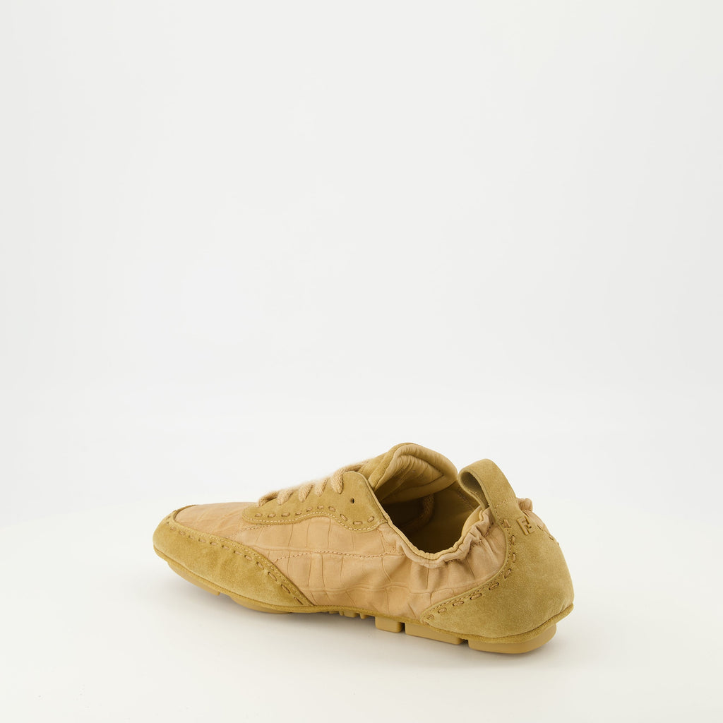 Fendi sneakers, brown sneakers, calf leather shoes, autumn-winter collection, fashion footwear