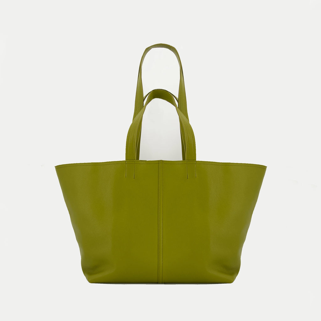 green tote bag, AMI Paris, leather tote, unisex bag, stylish accessory