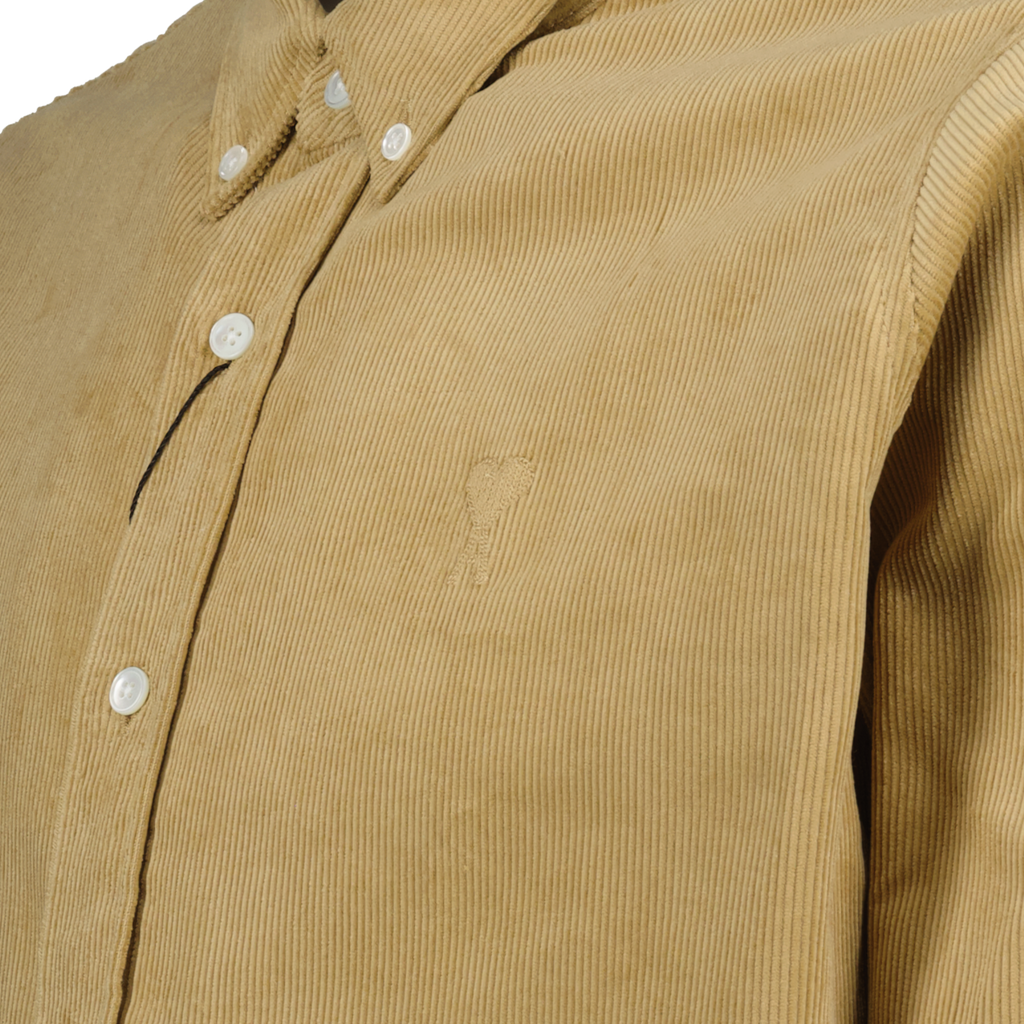 AMI Paris, beige velvet shirt, luxury ready-to-wear, corduroy shirt, timeless fashion  