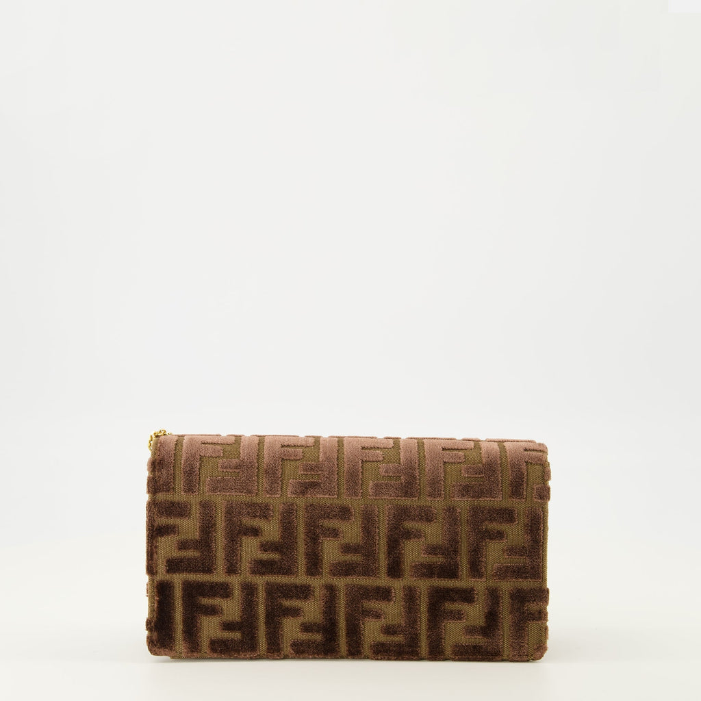 Fendi wallet, brown velvet wallet, chain wallet, elegant accessories, luxury handbags