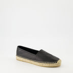 Image des espadrilles en cuir Cassandre de Saint Laurent pour femmes - Saison Printemps-Été 2025 - Vue avant droite en trois-quarts