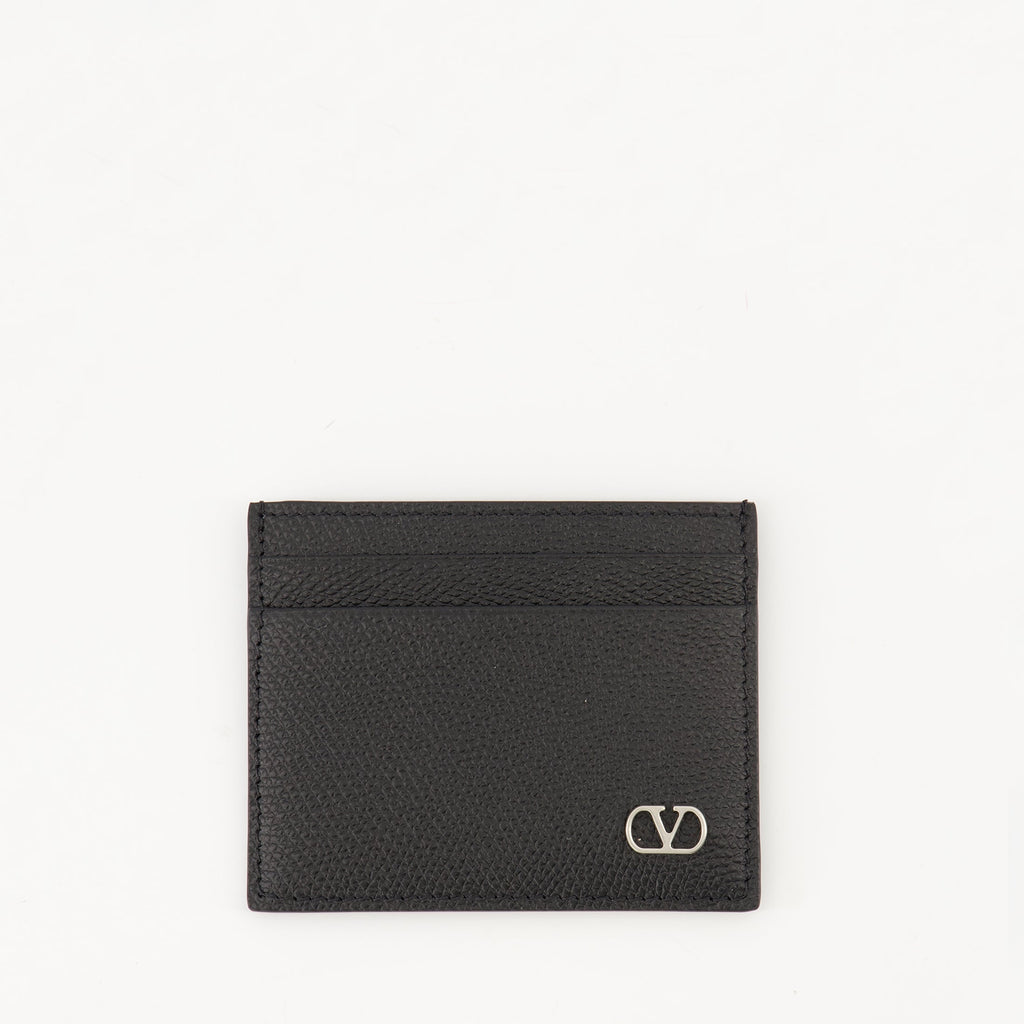 Valentino cardholder, leather accessories, grained leather, men's cardholder, luxury accessories