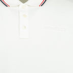 White Polo, Moncler Polo, Tricolor Trim Shirt, Cotton Pique Polo, Autumn-Winter 2023 Collection