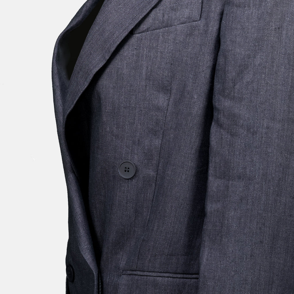 Blazer de linho cinzento com padrão espinha