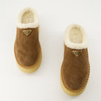 Image of Beige Fur-Lined Mules by Prada for Women - Season Autumn-Winter 2025 - Top View Pair