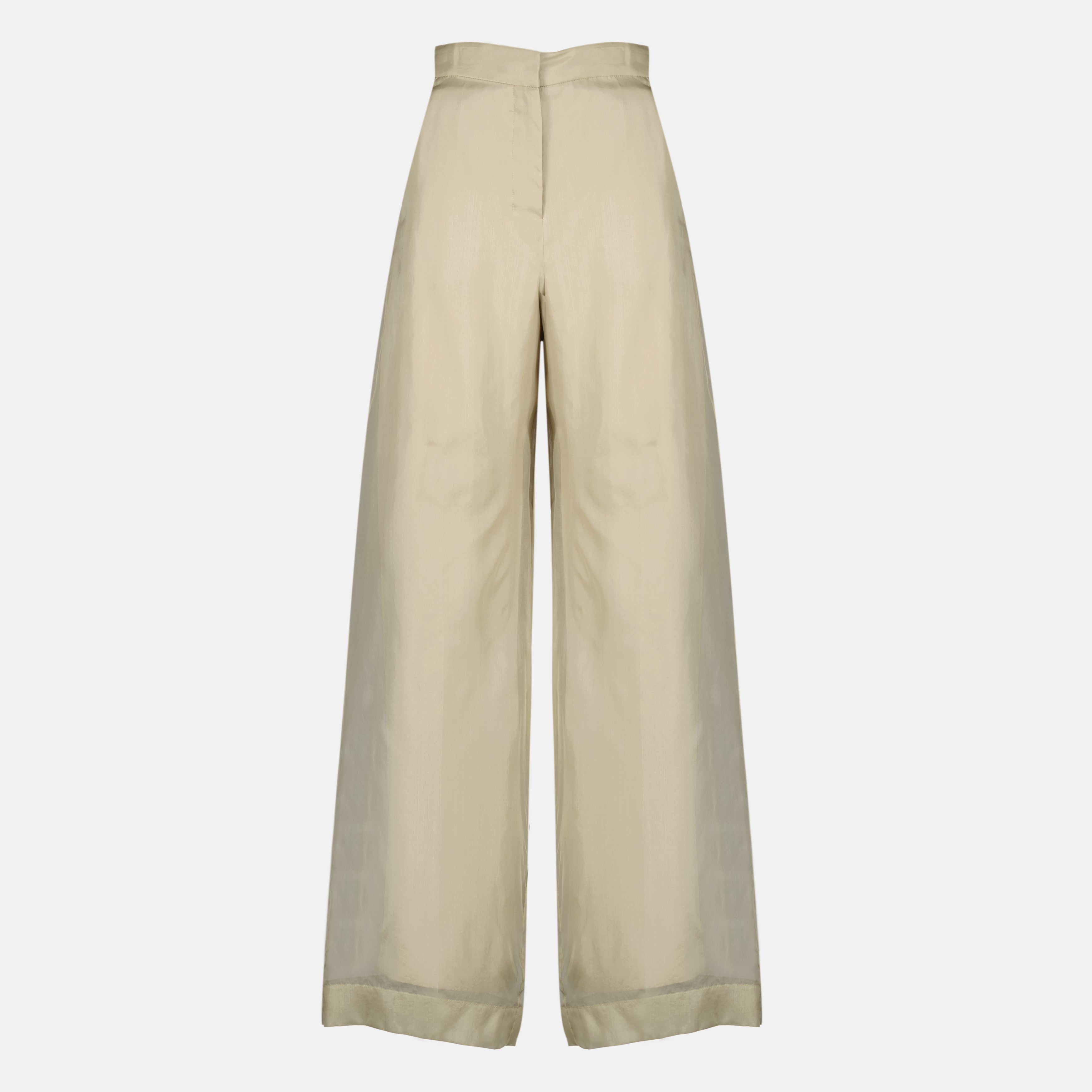 Pantalons en Soie Organza Beige