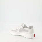 Image of Prada America's Cup Sneakers by Prada for Men - Season Autumn-Winter 2025 - Back Right Three-Quarter View