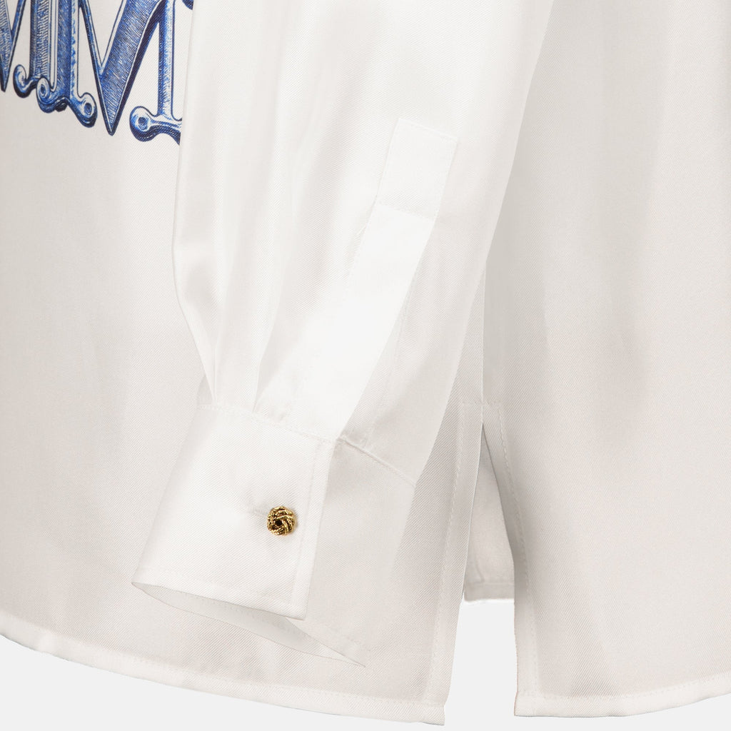 White Silk Shirt with Max Mara Print