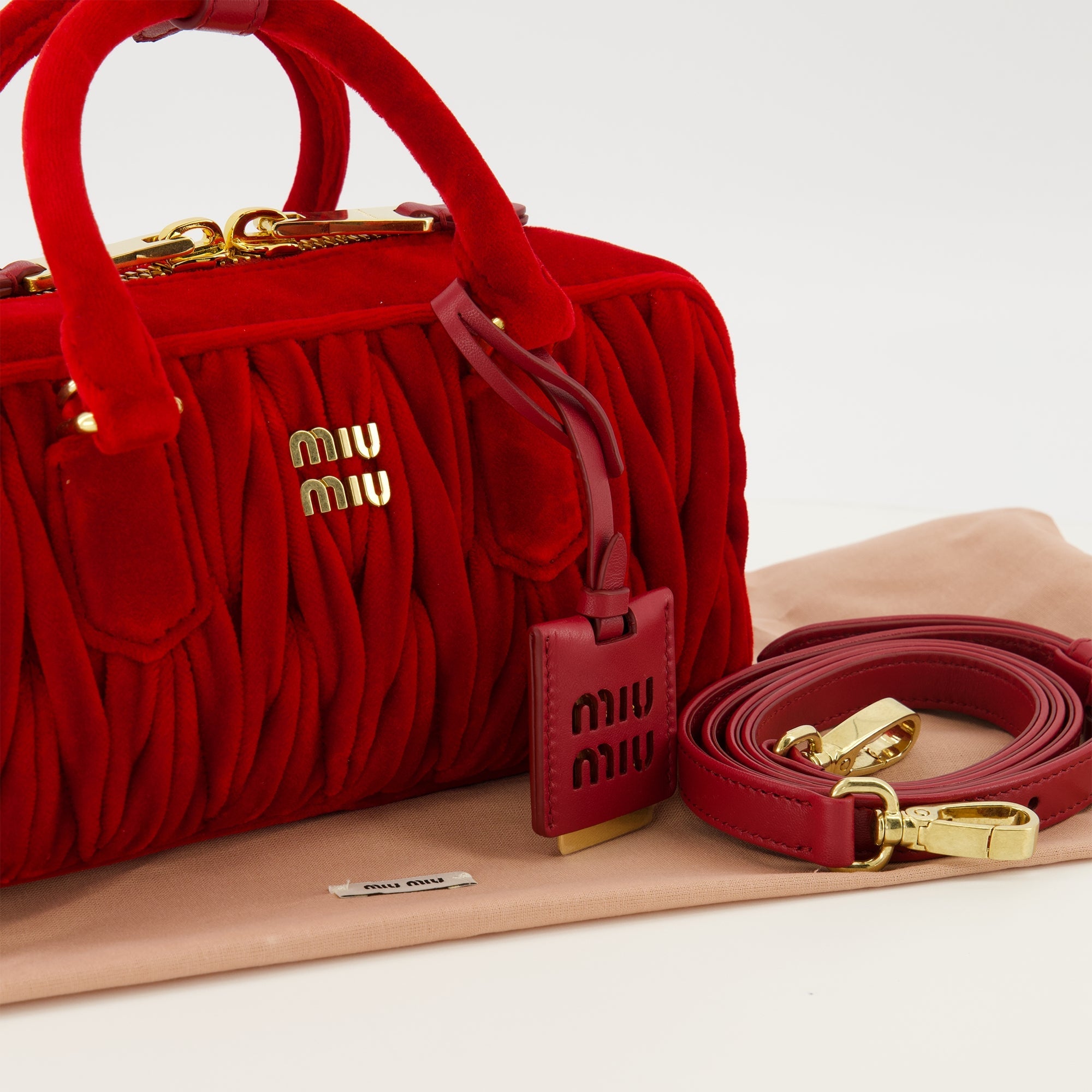 Image of Velvet Arcadie Bag by Miu Miu for Women - Season Spring-Summer 2026 - Detail View 1