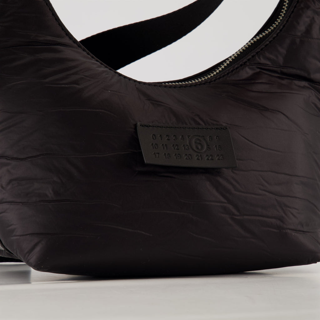 black hobo bag, MM6 bag, nylon handbag, designer accessories, Spring-Summer collection