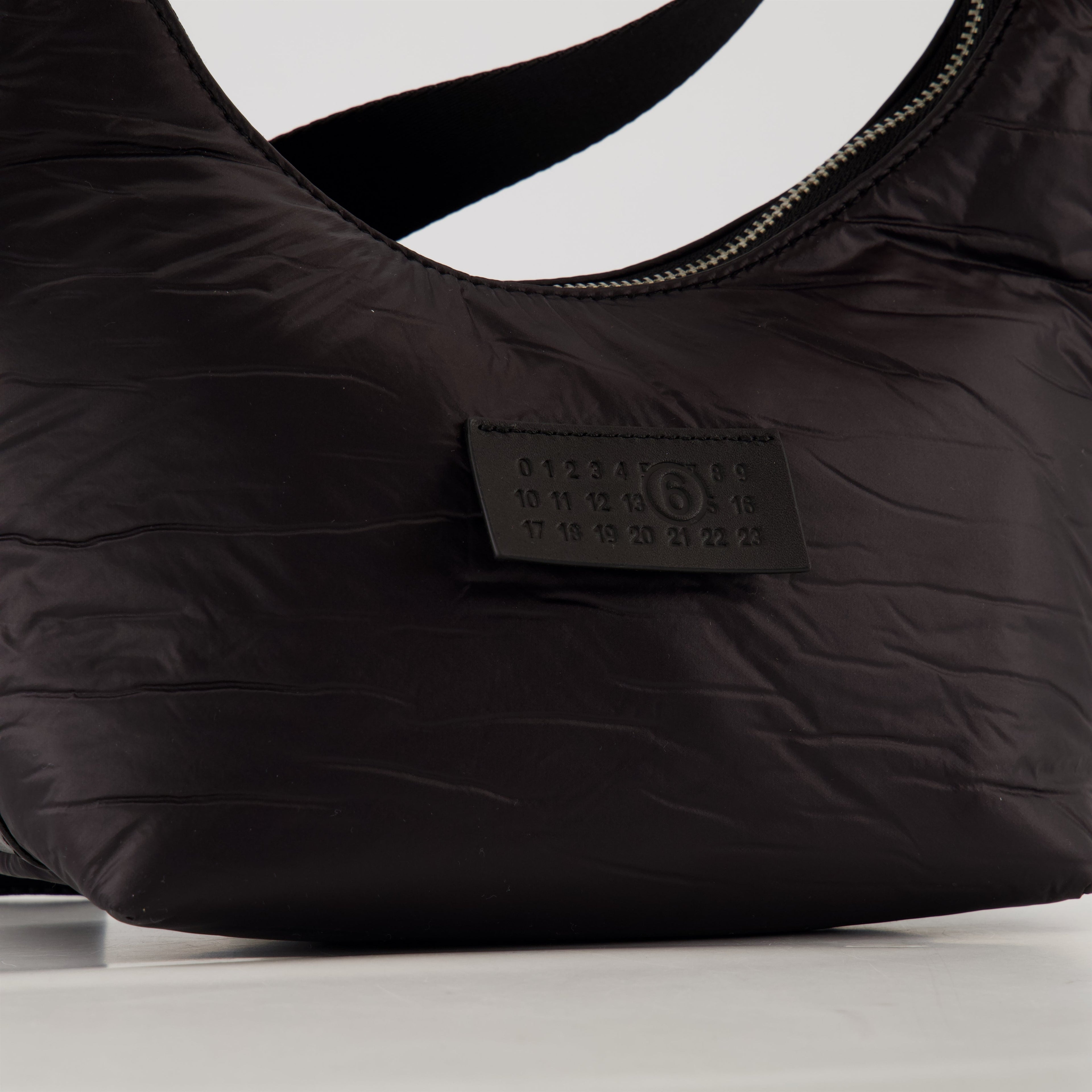 black hobo bag, MM6 bag, nylon handbag, designer accessories, Spring-Summer collection