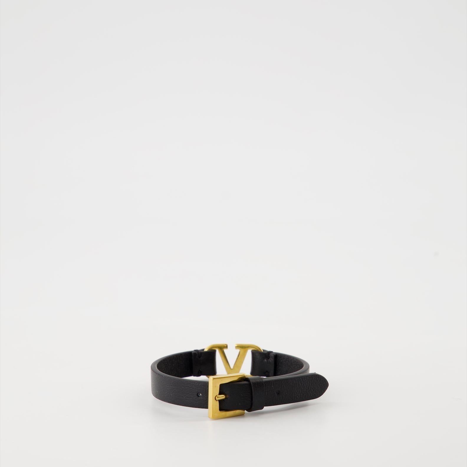 VLogo Signature, Black Leather Bracelet, Valentino Garavani, Luxury Accessories, Autumn Winter 2024